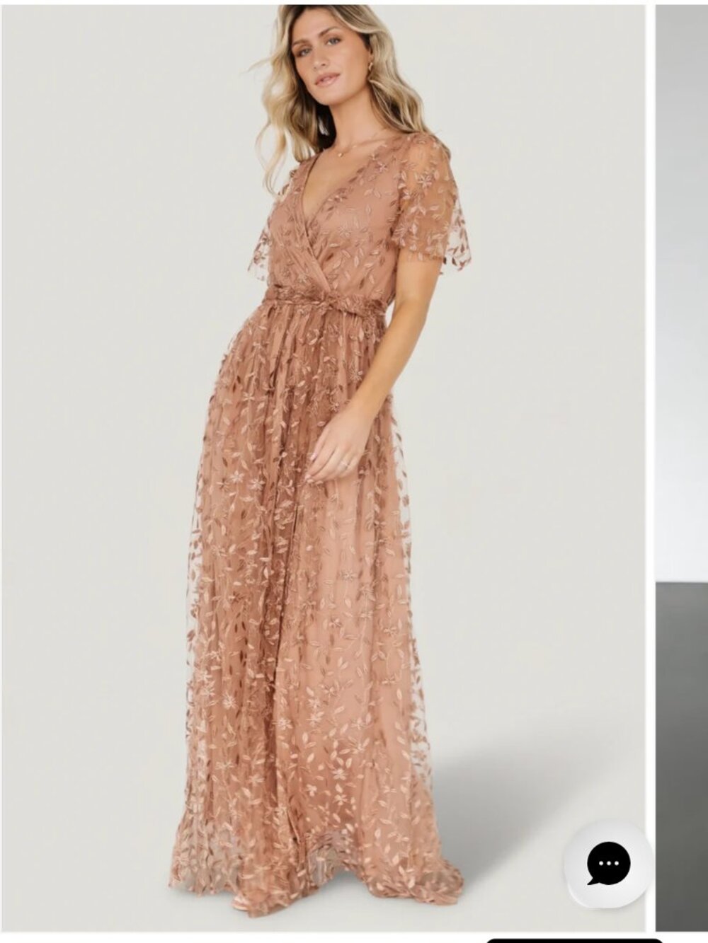 Baltic Born Marseille Embossed Maxi Dress In Nude Rose Sheer Overlay